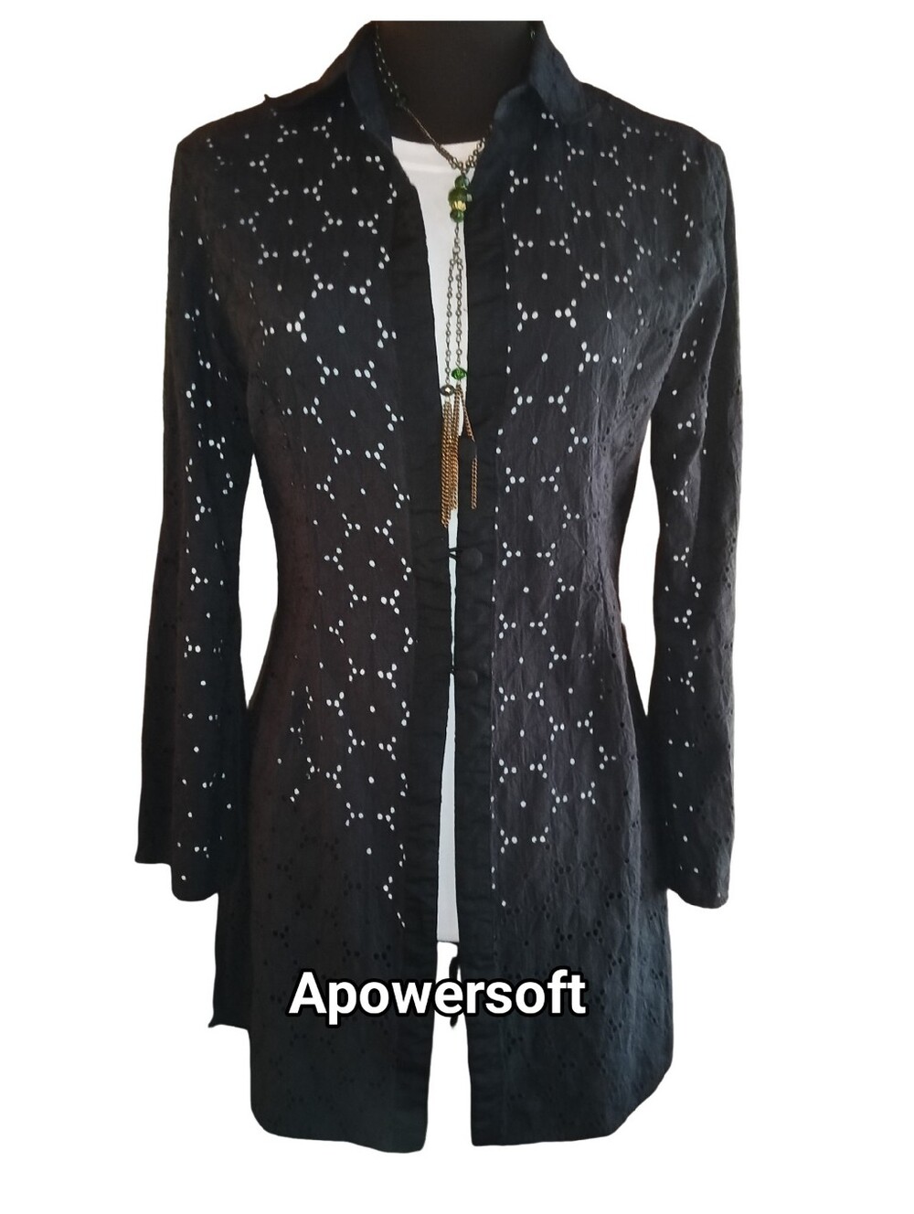 Vintage H2OHThreads Black Eyelet Lace Open Tunic Dark Romance Sz 2 - Picture 1 of 7